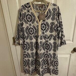 Saiph Lab 100% cotton boho mid black and white dress XL Made in Italy